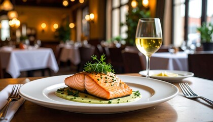 Panseared Salmon with Restaurant Dinner.