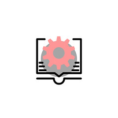 Technical Manual Icon – Gear in Open Book