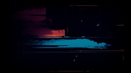 Distorted horizon dark abstract art