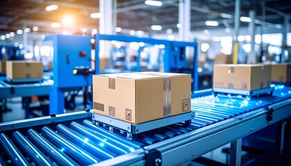 Cardboard boxes on conveyor belt. (1)