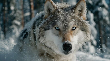 Majestic Wolf in Snowy Wilderness A Stunning Winter Portrait