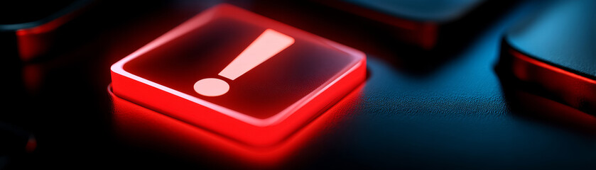 Digital warning alert symbol on device in business environment