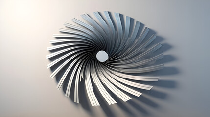 WIND NORTH from a perspective with the shadow. A thick sculpture made of metallic materials of 3D rendering. illustration and background