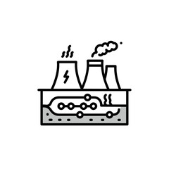 Geothermal power plant icon for renewable energy systems