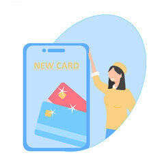 Illustration of making physical card, ATM card. concept of ATM card with character. for landing page, website and application page.