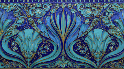 Intricate Blue And Gold Art