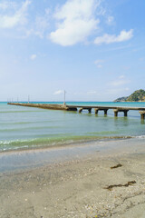 Naklejka premium 日本の風景｜千葉県南房総市・原岡海岸と岡本桟橋(原岡桟橋)