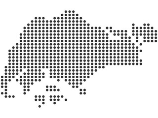 Dotted Singapore map, black dot map of Singapore vector illustration
