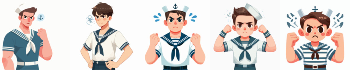 angry expression sailor character vector