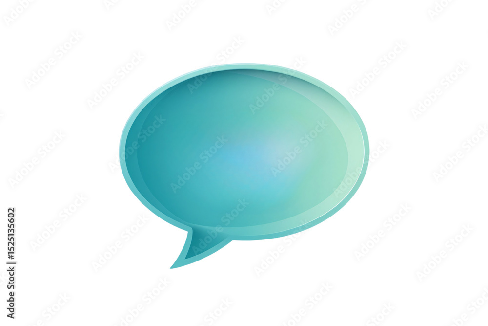 Poster teal gradient speech bubble with smooth curves and modern styling for chat applications, isolated on