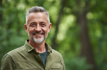Smiling man portrait in natural light outdoors