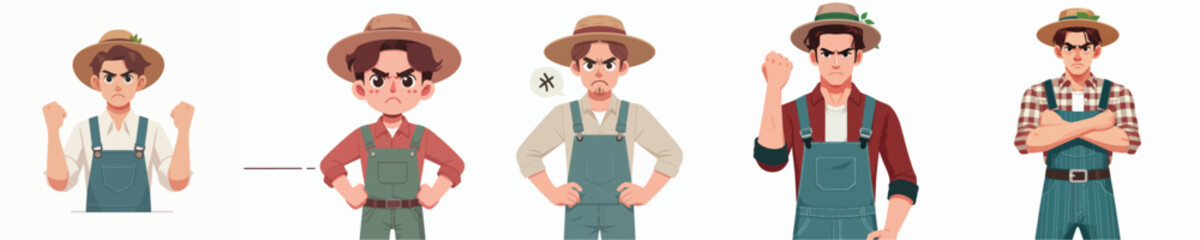 angry expression farmer character vector