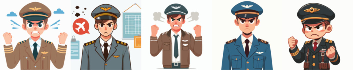 angry expression pilot character vector