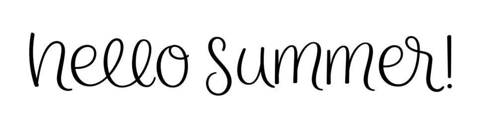 HELLO SUMMER black vector brush lettering banner