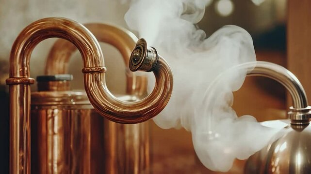 Copper distillation apparatus with steam