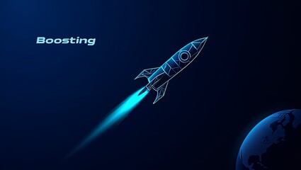 Fototapeta premium Boosting Innovation Rocket Launch, Space Exploration, Technological Advancement, Future, Progress, and Global Expansion