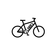 Obraz premium Electric bicycle with battery icon in minimalist design 