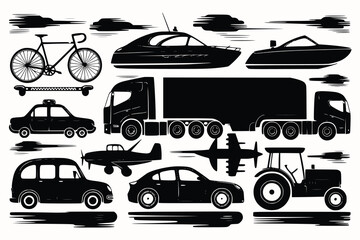 Silhouette Vehicles Set.