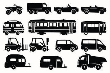 Silhouette Vehicles Set.