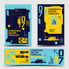 y2k 2000s scifi cyberpunk retro-futuristic layout template set dashboard for ux-ui application, 2d vector illustration © issaronow