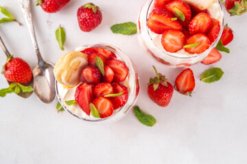 Summer strawberry tiramisu dessert