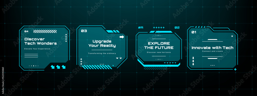 Aufkleber Modern  HUD graphical user interface abstract vector. Heads up display futuristic technology design. Abstract data visualization for digital presentation. Vector graphics. 