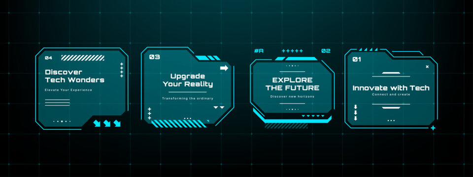 Modern  HUD graphical user interface abstract vector. Heads up display futuristic technology design. Abstract data visualization for digital presentation. Vector graphics. 