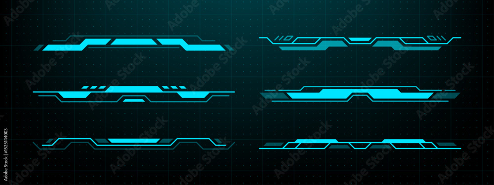Fototapete Futuristic head up display interface elements. Digital borders hud vector for gaming experience. Cyber technology data visualization overlay. Vector graphics. 