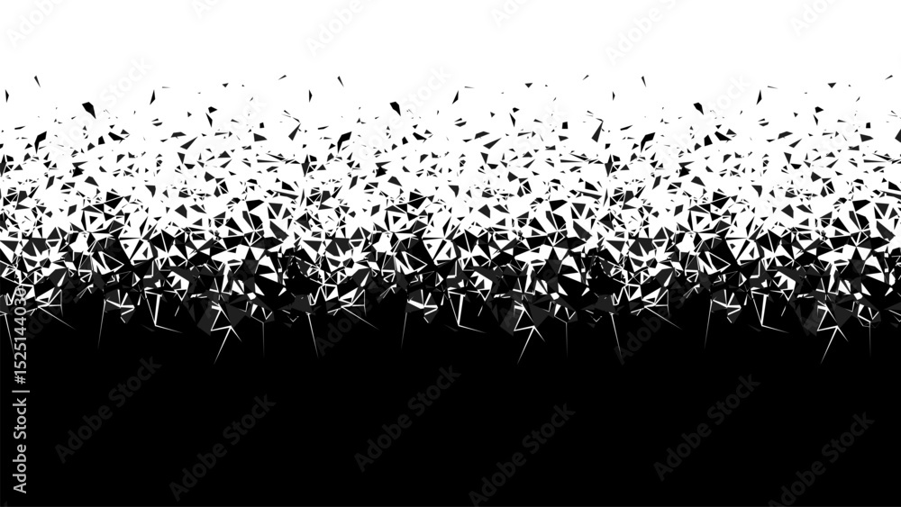 Aufkleber Abstract explosion particle wave pattern with scattered shattered shapes. Burst effect concept for digital design element. Vector graphics.