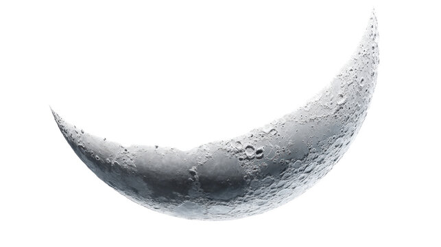 Crescent Moon: A stunningly detailed image of a crescent moon, showcasing its textured surface and subtle gradations of light and shadow, inviting contemplation and a sense of wonder.
