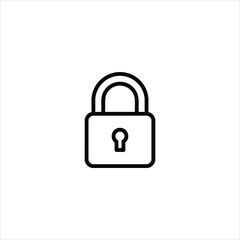Closed Padlock Security Line Icon Vector