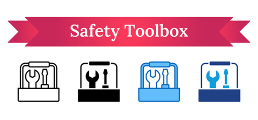 Safety Toolbox Multi Style - Toolbox with tools and protective equipment, representing prepared workplace safety resources and repair readiness