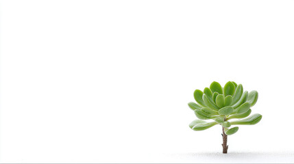 minimalist photograph of single succulent plant featuring clean background that emphasizes lush green color of