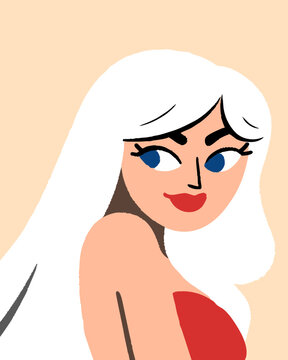 Glamorous Woman Illustration with White Hair