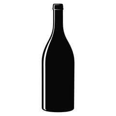Elegant Black Wine Bottle Silhouette, Perfect for Mockups, Designs, and Drinkrelated Projects