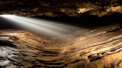 Rays of light illuminating cavern floor