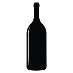 Solid Black Wine Bottle Illustration Classic Silhouette for Design and Culinary Projects
