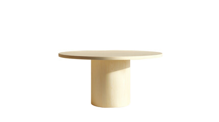 Minimalist Table: A sleek, modern table with a circular top and cylindrical base, set against a soft background, exuding simplicity and elegance. 