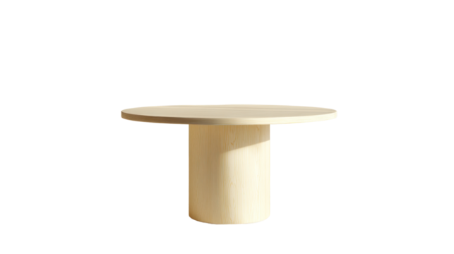 Minimalist Table: A sleek, modern table with a circular top and cylindrical base, set against a soft background, exuding simplicity and elegance. 