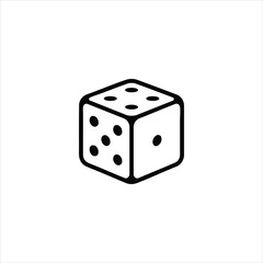 Single Gaming Die Line Icon Vector Graphic
