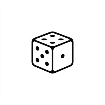 Single Gaming Die Line Icon Vector Graphic