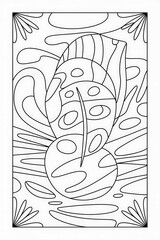 Line Art Drawing of a Fish in an Aquatic Setting