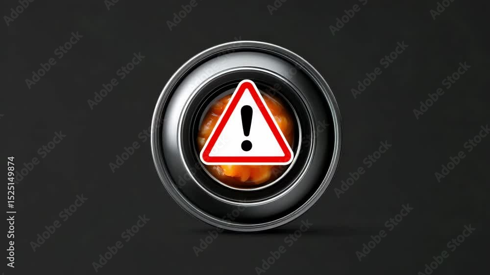Poster salmonella outbreak concept ,warning icon circular metallic frame with textured surface and vibrant 
