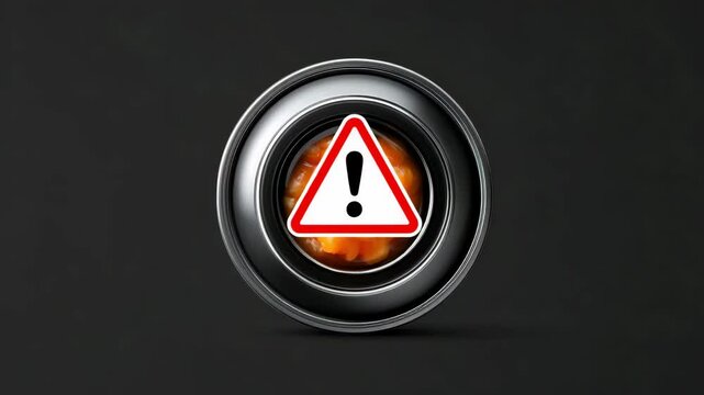 Salmonella outbreak concept ,Warning icon circular metallic frame with textured surface and vibrant orange substance