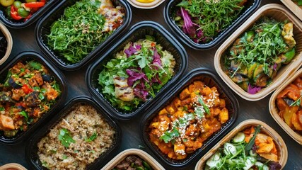Variety of healthy meal prep containers