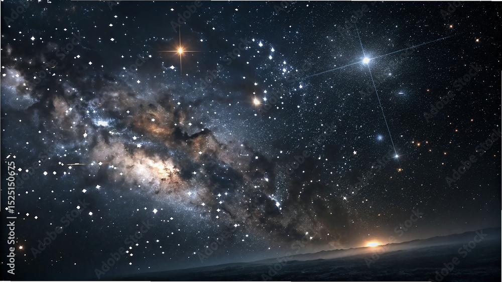 Wall mural captivating view of the milky way galaxy and celestial bodies sparkling in deep space