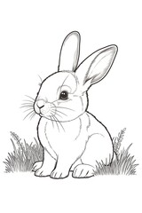 Obraz premium Line Drawing of a Rabbit in Grass