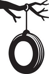swing tree silhouette, tree with swing icon, hanging swing shape, tree branch swing, playground silhouette, childhood swing icon, garden tree swing, nostalgic tree shape