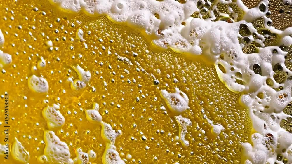 Poster closeup soap suds forming abstract patterns on yellow surface