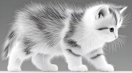 Cute Outline of a Kitten for Adult Coloring Page Design and Relaxation Activities